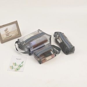 Set of Transparent Gray Cosmetic Bags